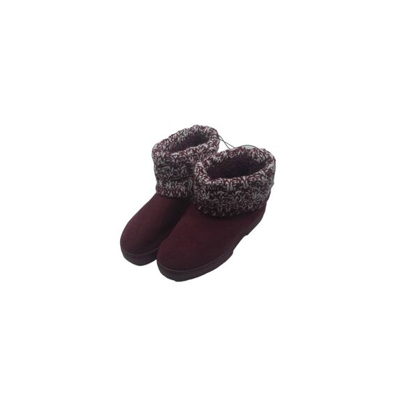 NWT Kensie Booties wine colored suede feel knit top snow boots - size 6 - Picture 2 of 9